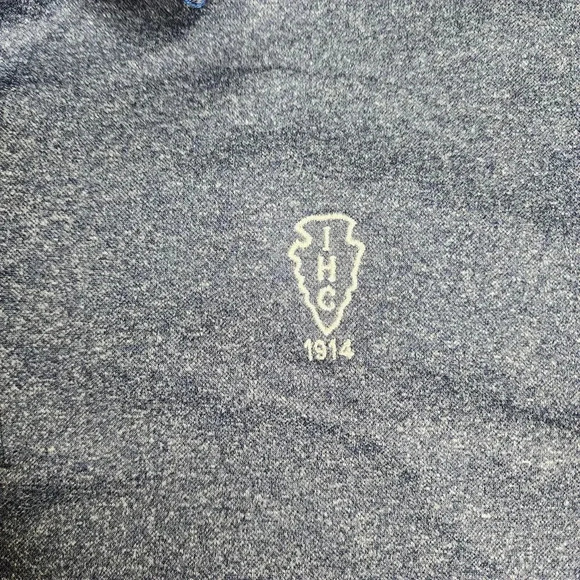 KJUS Blue Golf Performance Polo Shirt Indian Hull Club 1914 Size Medium - Picture 6 of 6